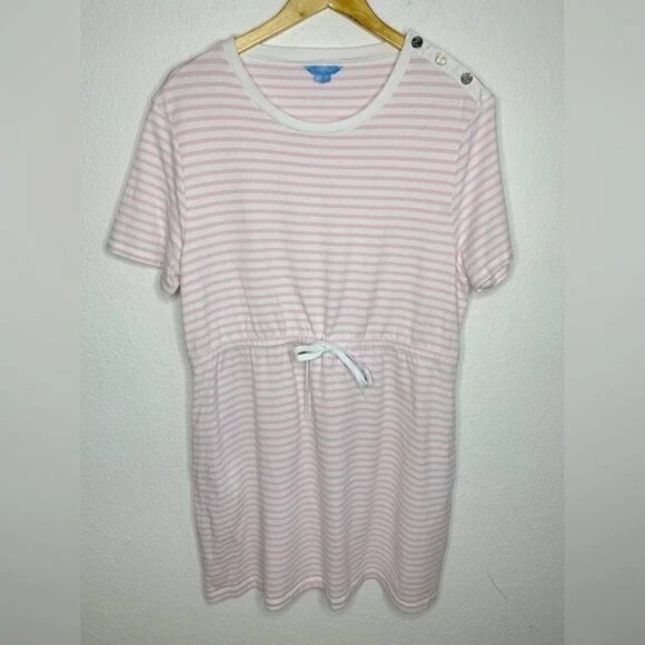 Draper James Tie Waist T-Shirt Dress in Light Pink Mariner Stripe  XL worn once. - Picture 2 of 4